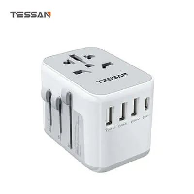 Tessan 17W Universal Travel Adapter With 1 Usb C & 3 Usb A Ports Today Only Discount