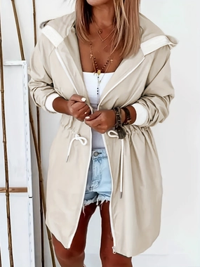 Trending Hot Picks Drawstring Long Sleeve Hooded Trench Coat
