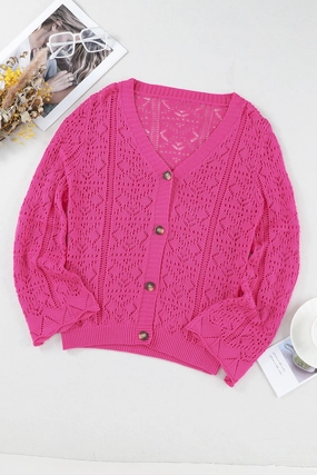 Trending Deals Today Special Surprise Sale Openwork Button Down Cardigan