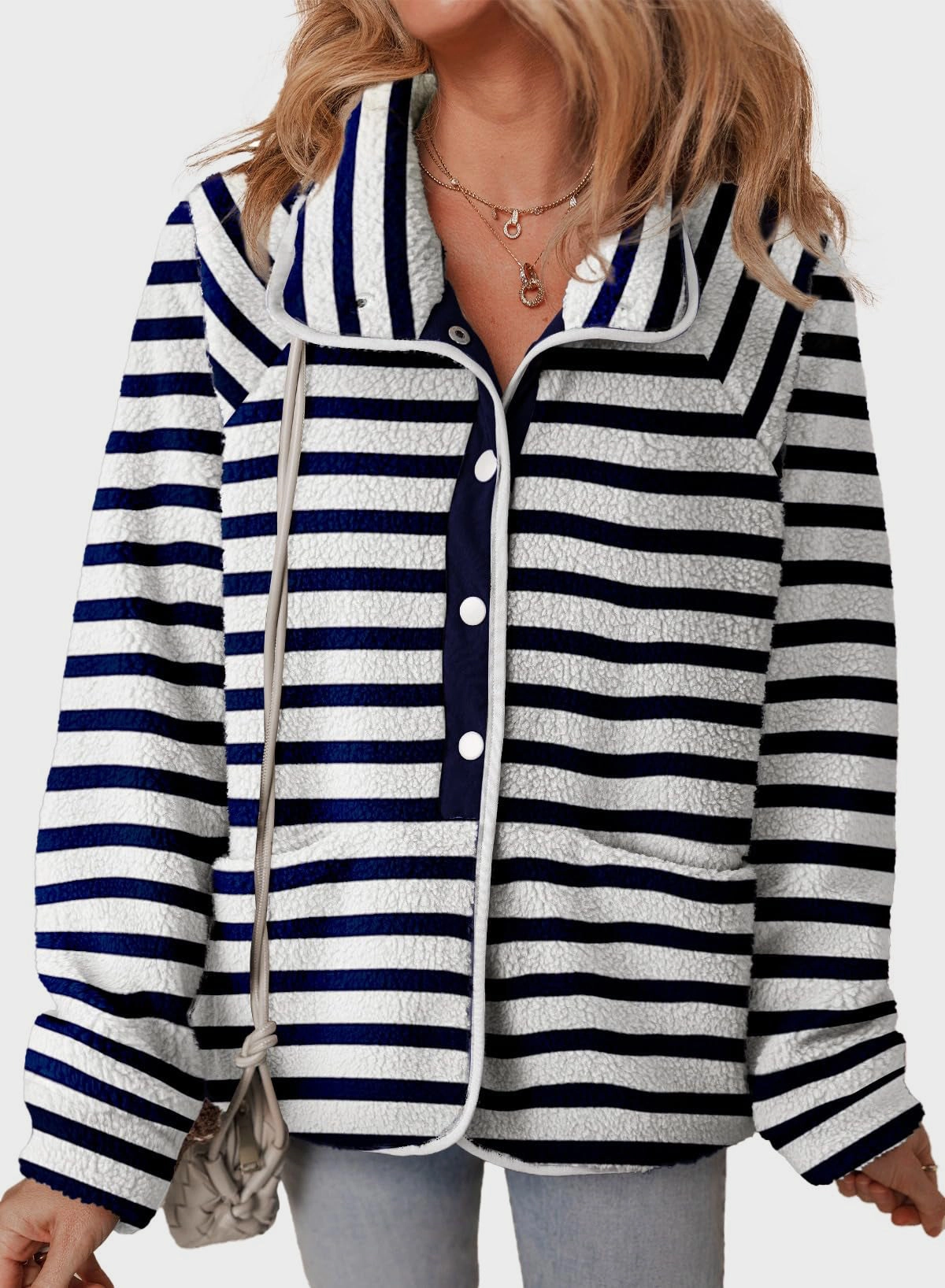 Daily Deal Frenzy Grab It Fast Pocketed Half Snap Sherpa Jacket