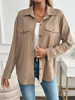 MustHave Deal Best Deal Online Textured Collared Neck Button Down Shacket
