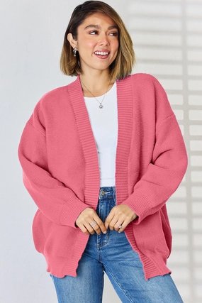 Best Deal Today Open Front Dropped Shoulder Cardigan