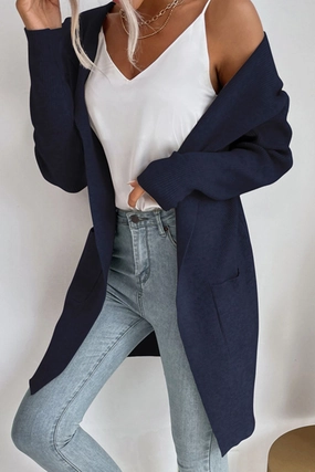 Perfee Ribbed Open Front Hooded Cardigan With Pockets Last Chance Offer