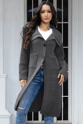 Clearance Sale Flash Deal Today Pocketed Button Up Collared Neck Cardigan