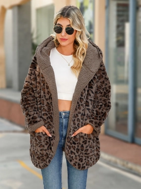 Dont Miss Out Leopard Hooded Coat With Pockets