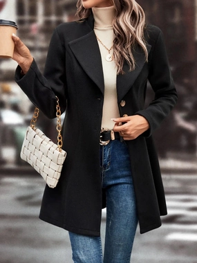 Collared Neck Long Sleeve Longline Coat Flash Deal Alert Todays Trending Deals
