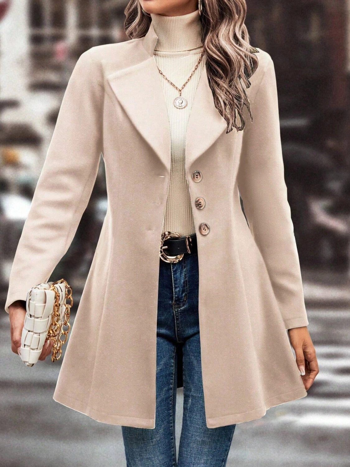 Last Chance Steal Collared Neck Long Sleeve Longline Coat