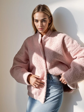 Deal of the Day Surprise Offer Now Double Take Plush Mock Neck Snap Down Jacket With Pockets