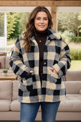 Clearance Event Today Big Savings Today Plus Size Plaid Button Up Long Sleeve Coat
