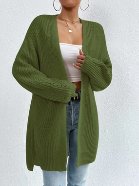 Open Front Dropped Shoulder Slit Cardigan Special Online Offer Flash Deal Today
