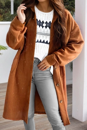 Save Today Event Today Only Savings Textured Button Down Collared Neck Coat