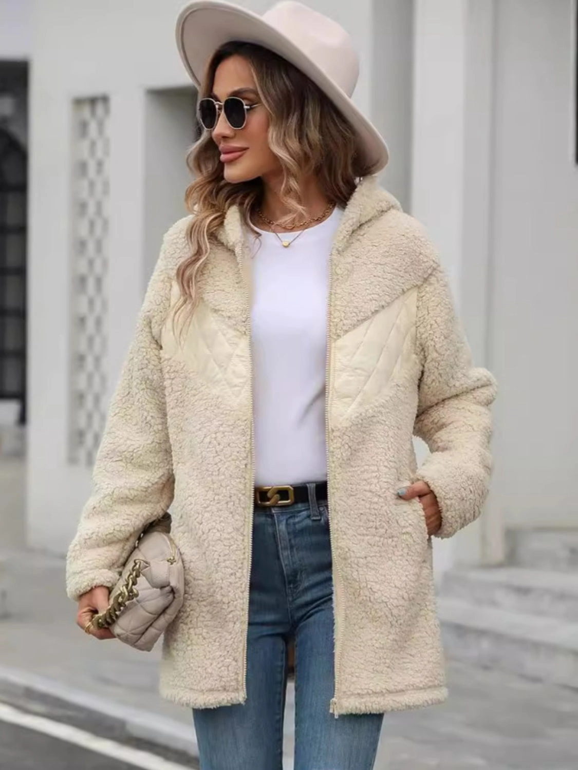Shop Smart Save Fuzzy Zip Up Long Sleeve Hooded Jacket