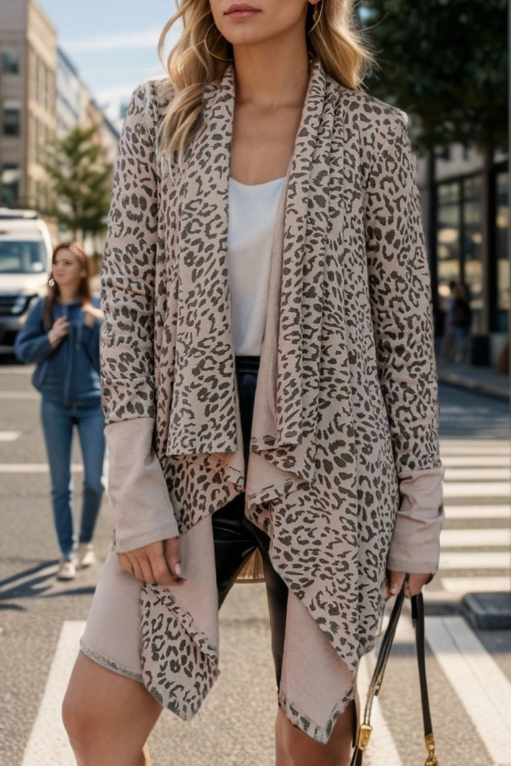 Exclusive Savings Event Leopard Open Front Long Sleeve Cover-Up