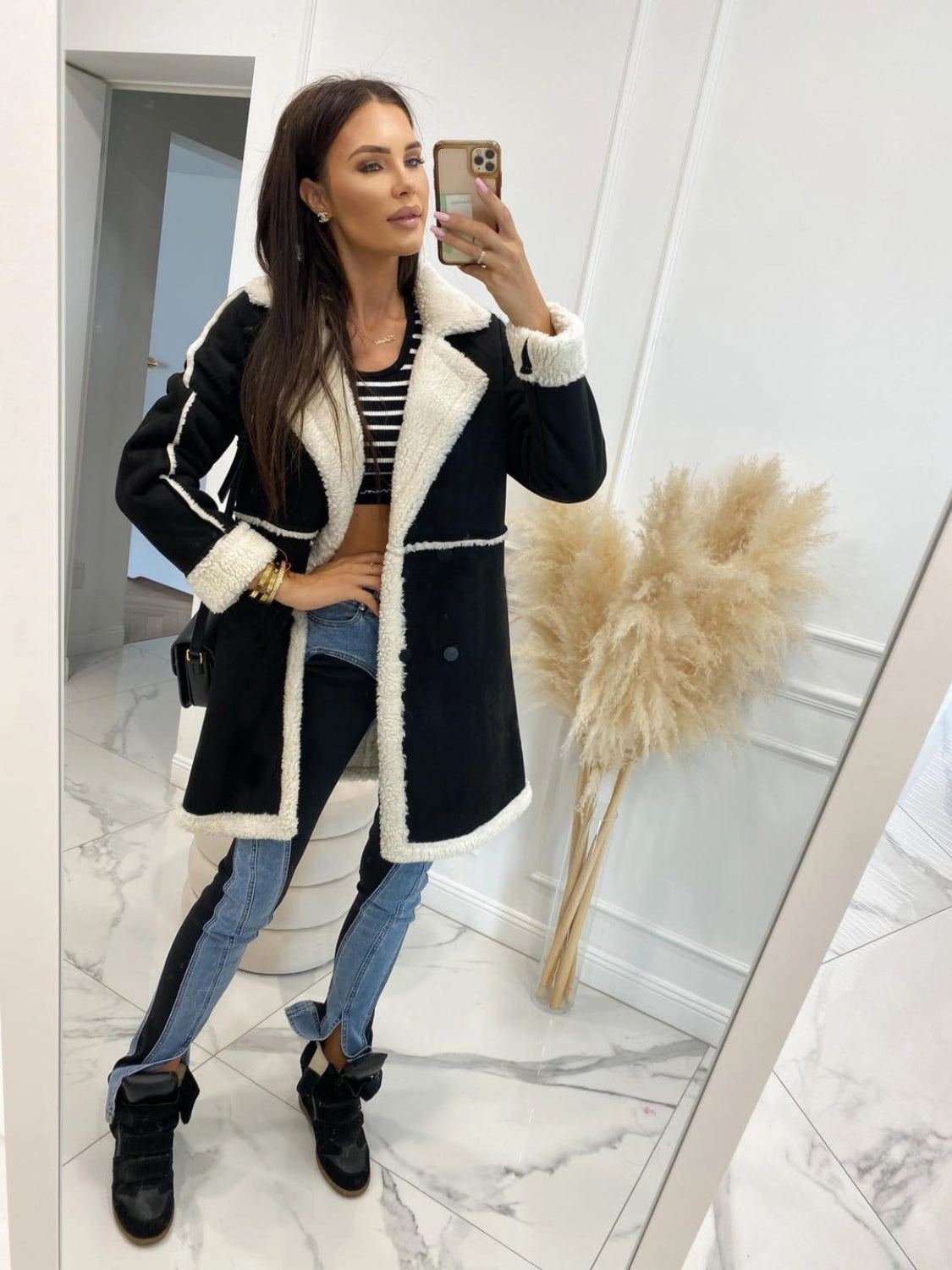 Exclusive Online Offer Lapel Collar Exposed Seam Buttoned Coat