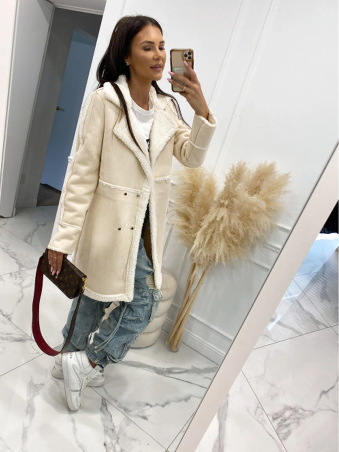 Trending Offer Today Special Steal Event Lapel Collar Exposed Seam Buttoned Coat