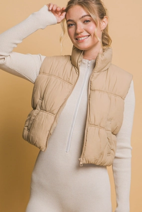 Love Tree Zip Up Turtleneck Cropped Vest Coat Dont Miss This Deal Mega Discount Today