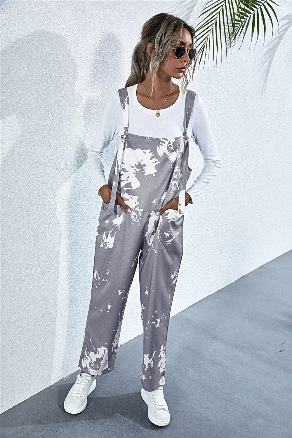 Pocketed Tie-Dye Wide Strap Overalls Trending Savings Now