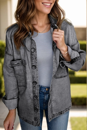 Button Up Long Sleeve Denim Jacket Best Deal Online Todays Best Deal