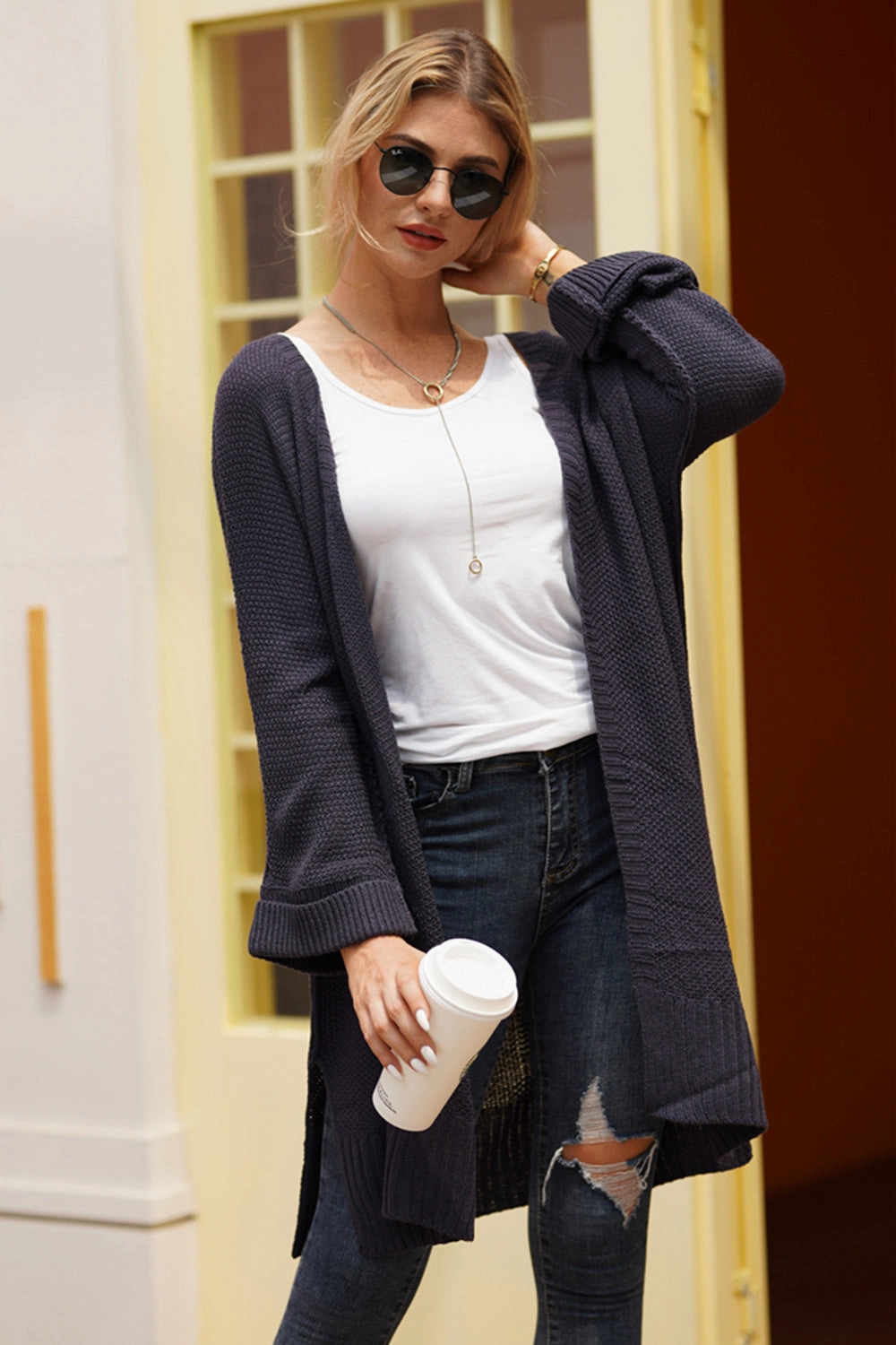 Shop Todays Picks Open Front Long Sleeve Cardigan