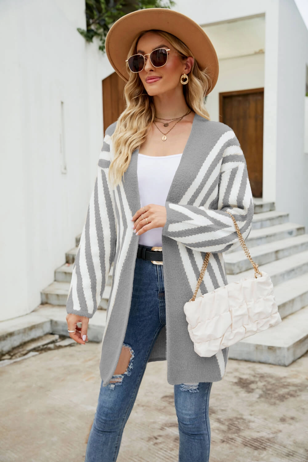 Woven Right Two-Tone Open Front Fuzzy Longline Cardigan Exclusive Deal Inside