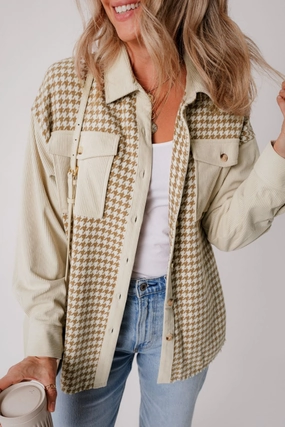 Houndstooth Button Up Long Sleeve Jacket Big Savings Today Hot Item Clearance