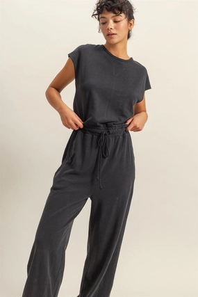 Trending Hot Picks Exclusive Deal Inside Hyfve Back Keyhole Round Neck Cap Sleeve Drawstring Jumpsuit