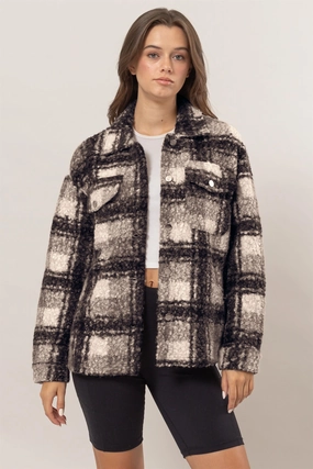 Today Only Savings Clearance Alert Now Hyfve Plaid Button Up Boucle Jacket