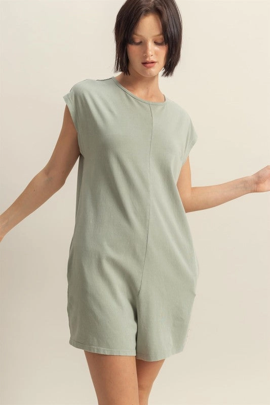 Hyfve Round Neck Cap Sleeve Relaxed Fit Breezy Romper Limited Offer Alert MustHave Steals
