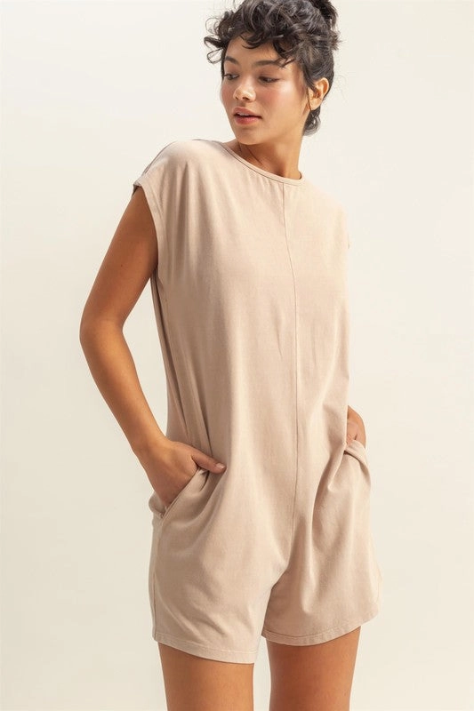 Hyfve Round Neck Cap Sleeve Relaxed Fit Breezy Romper Hot Offer Inside Shop Save Big