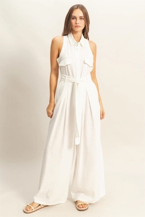 Flash Sale Alert Gift Ideas Galore Hyfve Sleeveless Tie Waist Wide Leg Jumpsuit