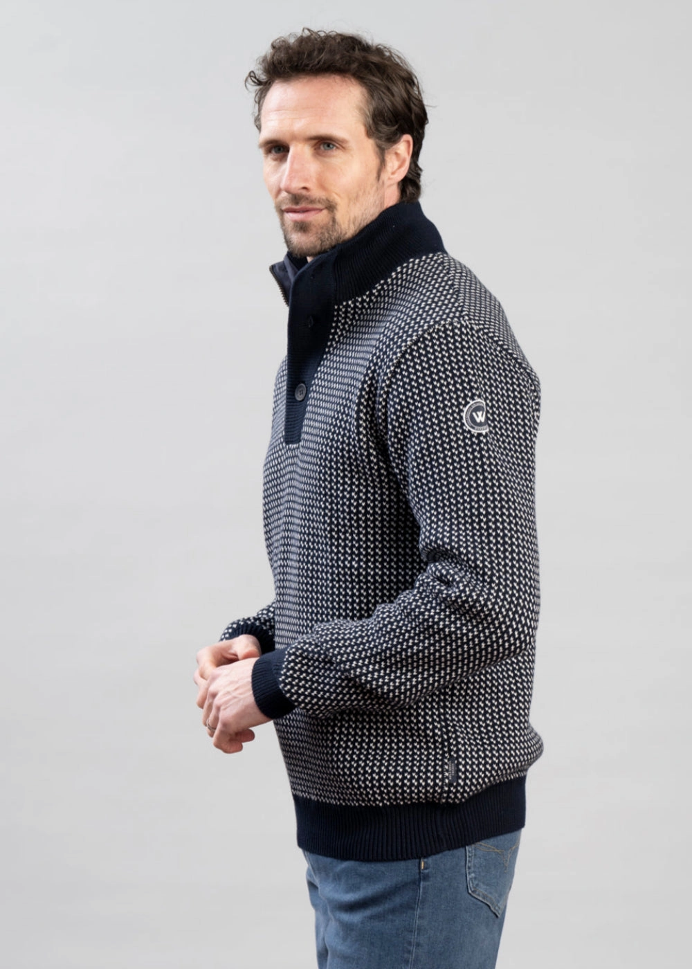 Ingvar T-Neck Windproof Jacquard Sweater Biggest Savings Now