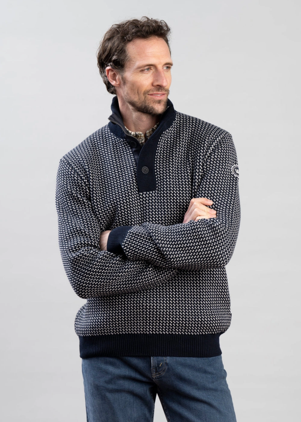 Ingvar T-Neck Windproof Jacquard Sweater Daily Special Offer Instant Discount