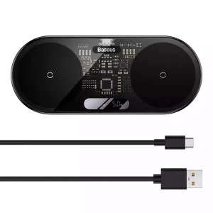 Sweet Deal Inside Baseus Digital Led Display 2In1 Wireless Charger 20W Black Universal Version (Include: Usb For Type-C 3A 1M)