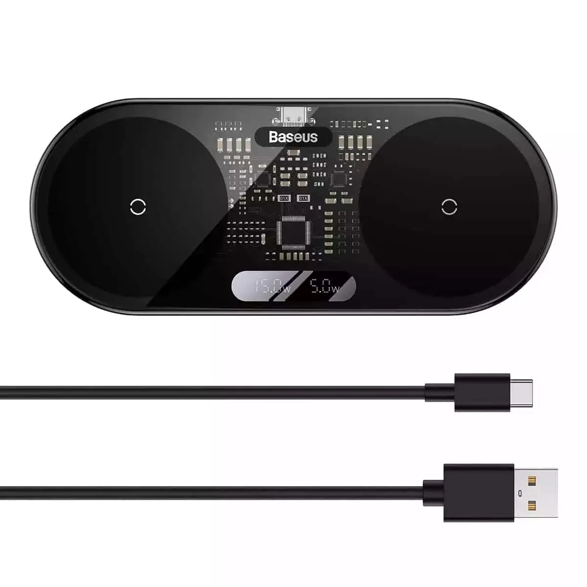 Sweet Deal Inside Baseus Digital Led Display 2In1 Wireless Charger 20W Black Universal Version (Include: Usb For Type-C 3A 1M)