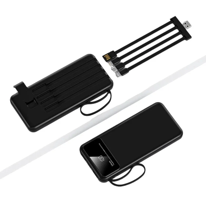 Dont Wait Save Today 10000Mah Powerbank With 4 Detachable Built-In Cables & Mobile Stand