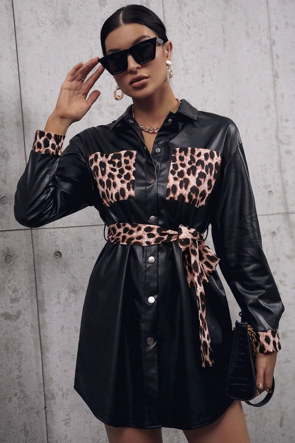 Ivy Lane Tied Leopard Snap Down Trench Coat Todays Best Deal