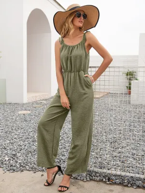 Ivy Lane Round Neck Sleeveless Jumpsuit With Pockets Hot Picks Today Trending Savings Now