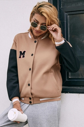 Ivy Lane Contrast Baseball Collar Snap Down Jacket Best Deal Online Shop Todays Picks