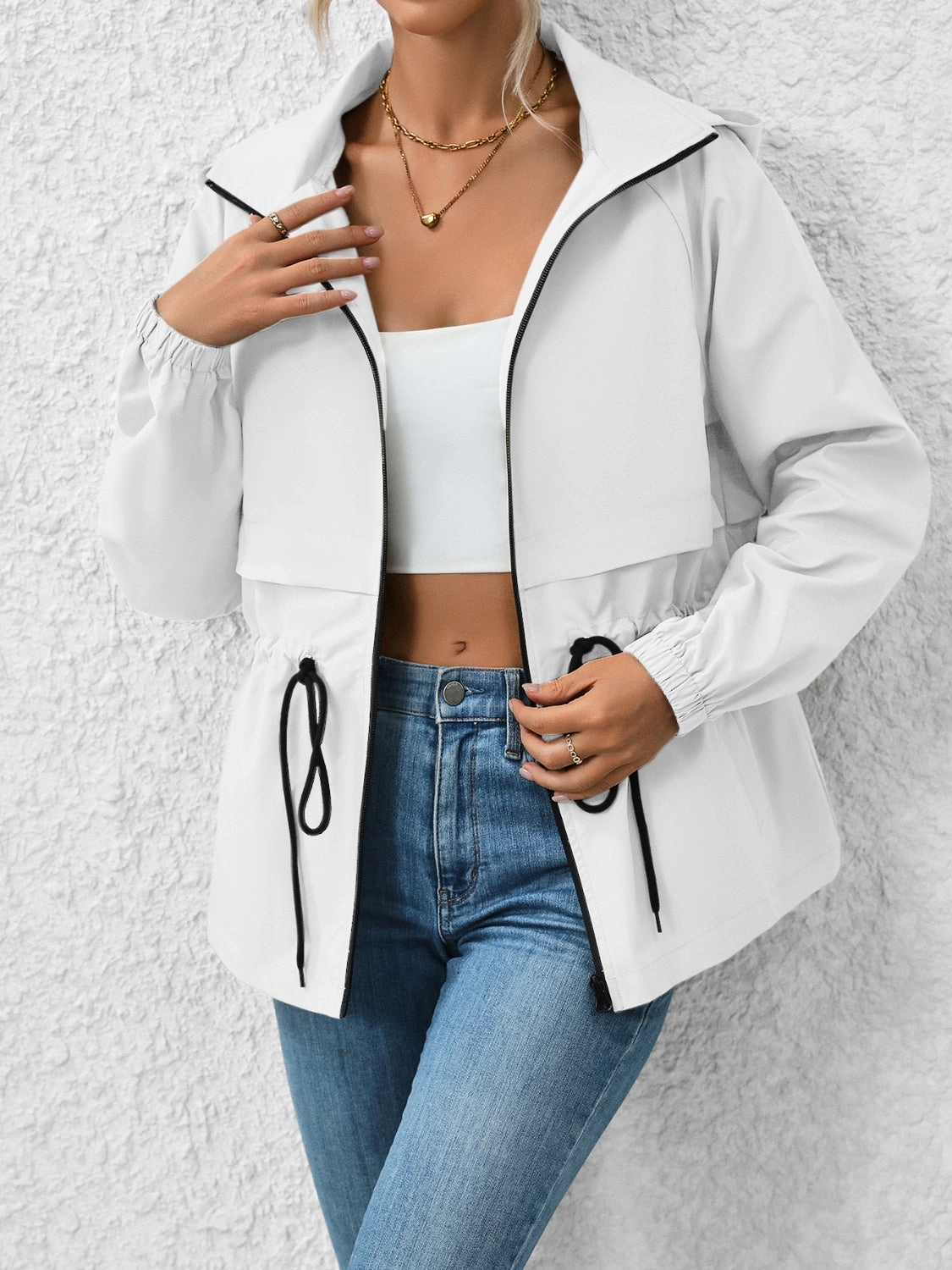 Limited Edition Offer Dont Miss Out Ivy Lane Drawstring Zip Up Hooded Jacket