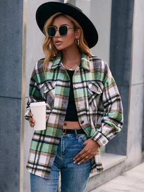 Ivy Lane Meet You Outside Plaid Button Down Curved Hem Shacket Limited Offer Alert Shop Save Big