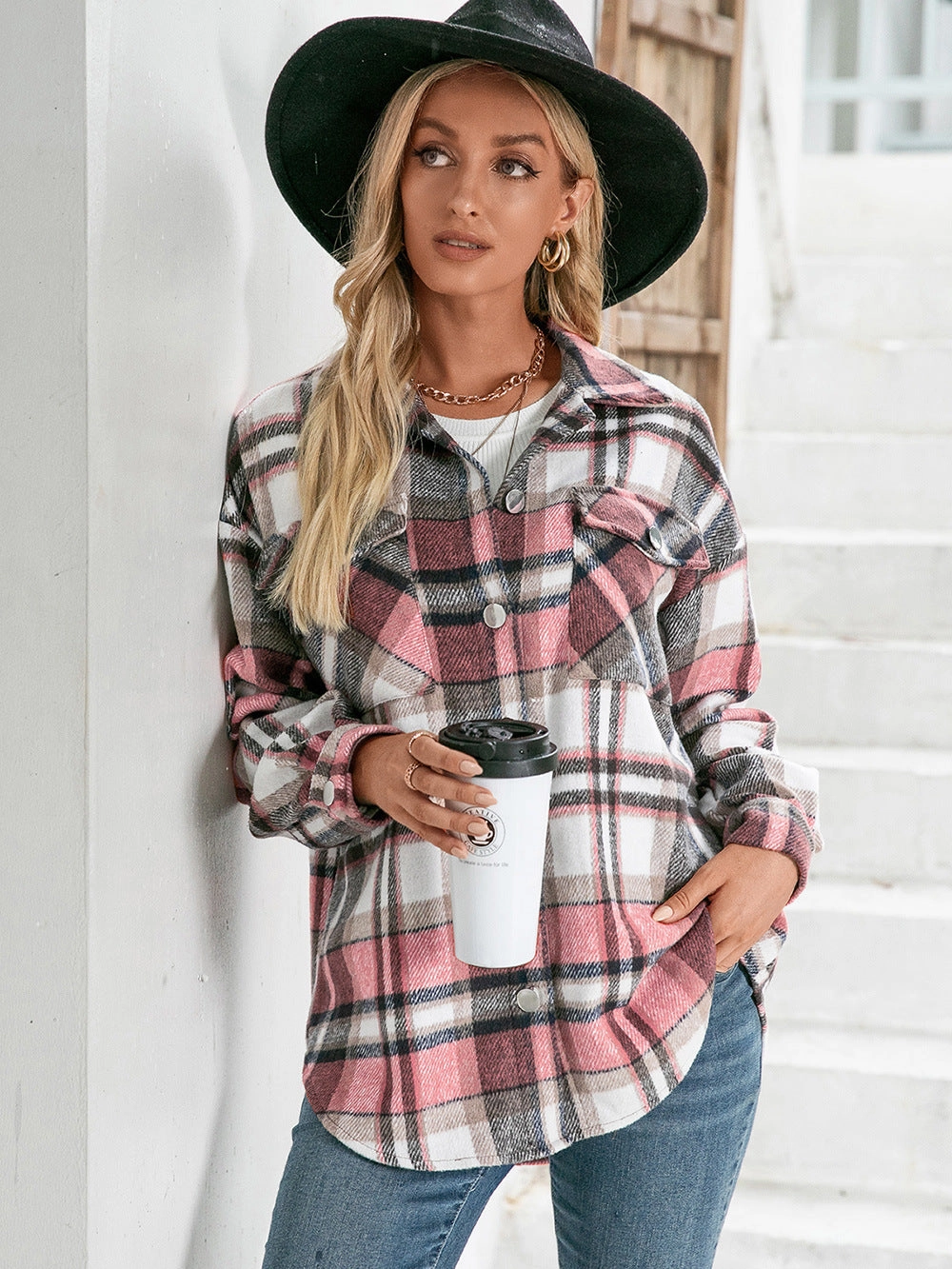 Ivy Lane Meet You Outside Plaid Button Down Curved Hem Shacket Trending Now Discount Save More Online