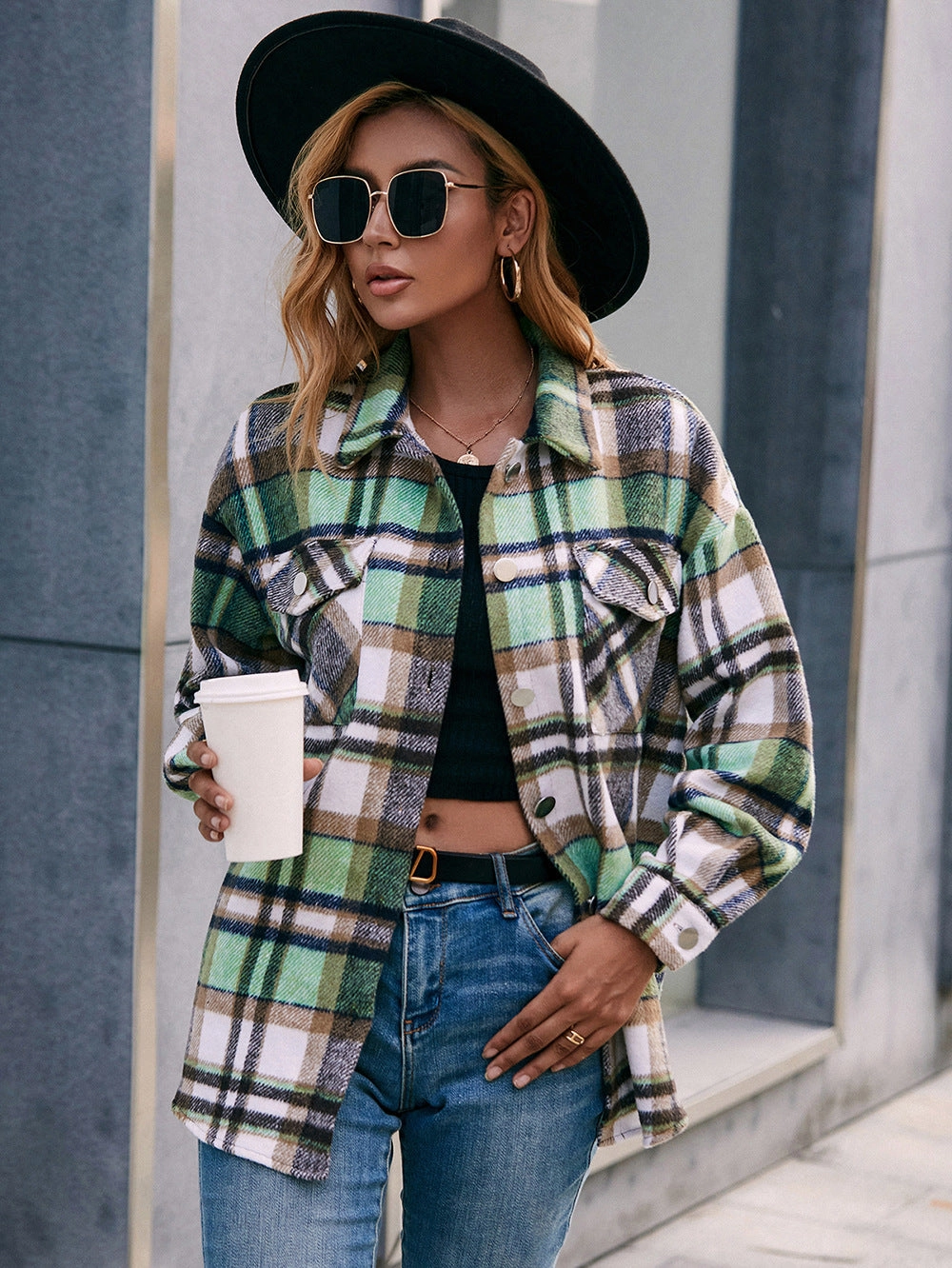 Ivy Lane Meet You Outside Plaid Button Down Curved Hem Shacket Limited Offer Alert Shop Save Big