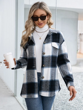Ivy Lane Plaid Button Up Long Sleeve Shacket Todays Steal Special Surprise Sale