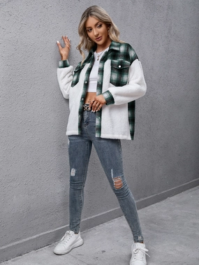 Exclusive Deal Inside Ivy Lane Plaid Collared Neck Button Down Jacket