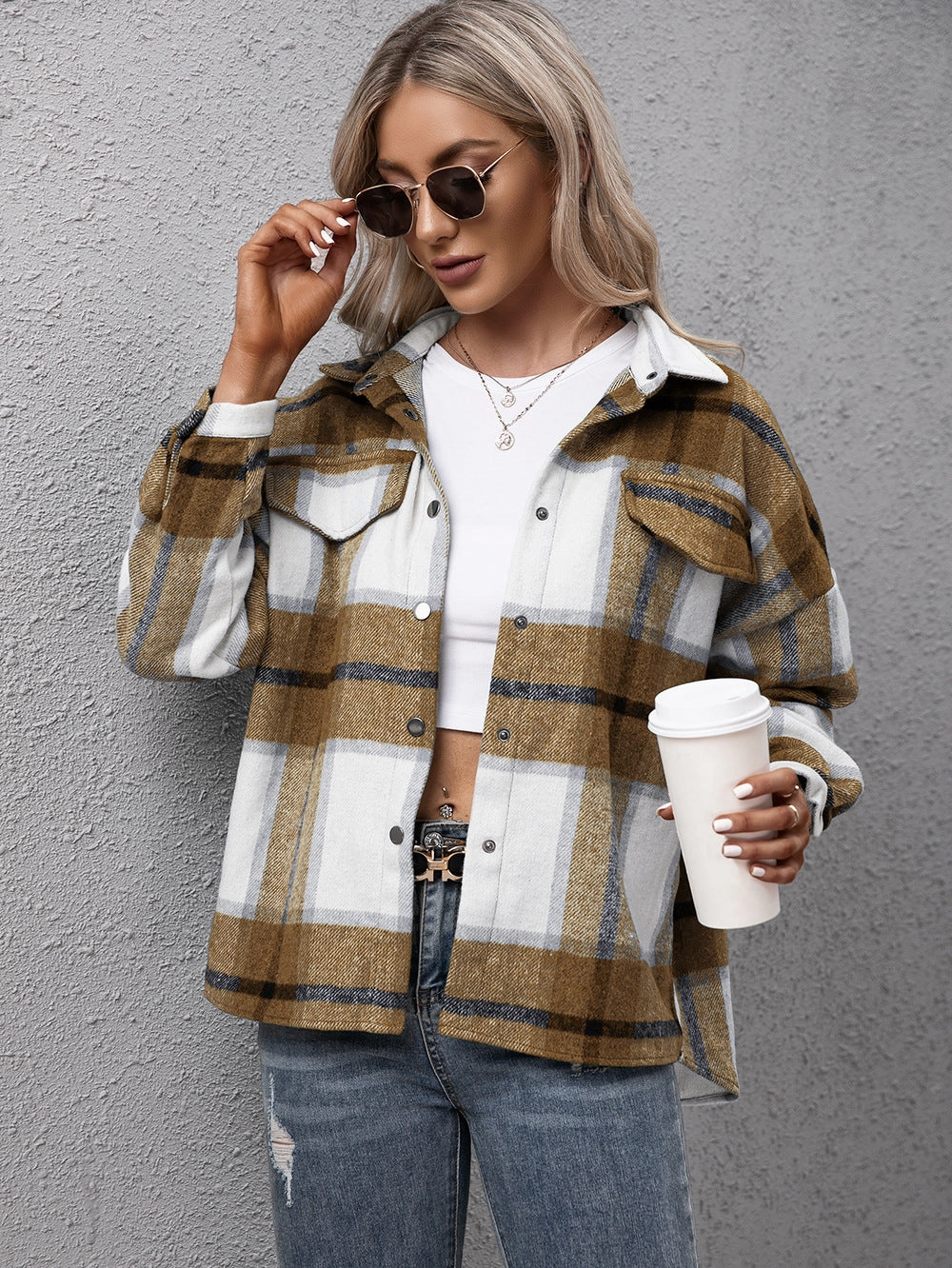 Ivy Lane Plaid Long Sleeve Shirt Jacket Special Price Offer Limited Stock Deals
