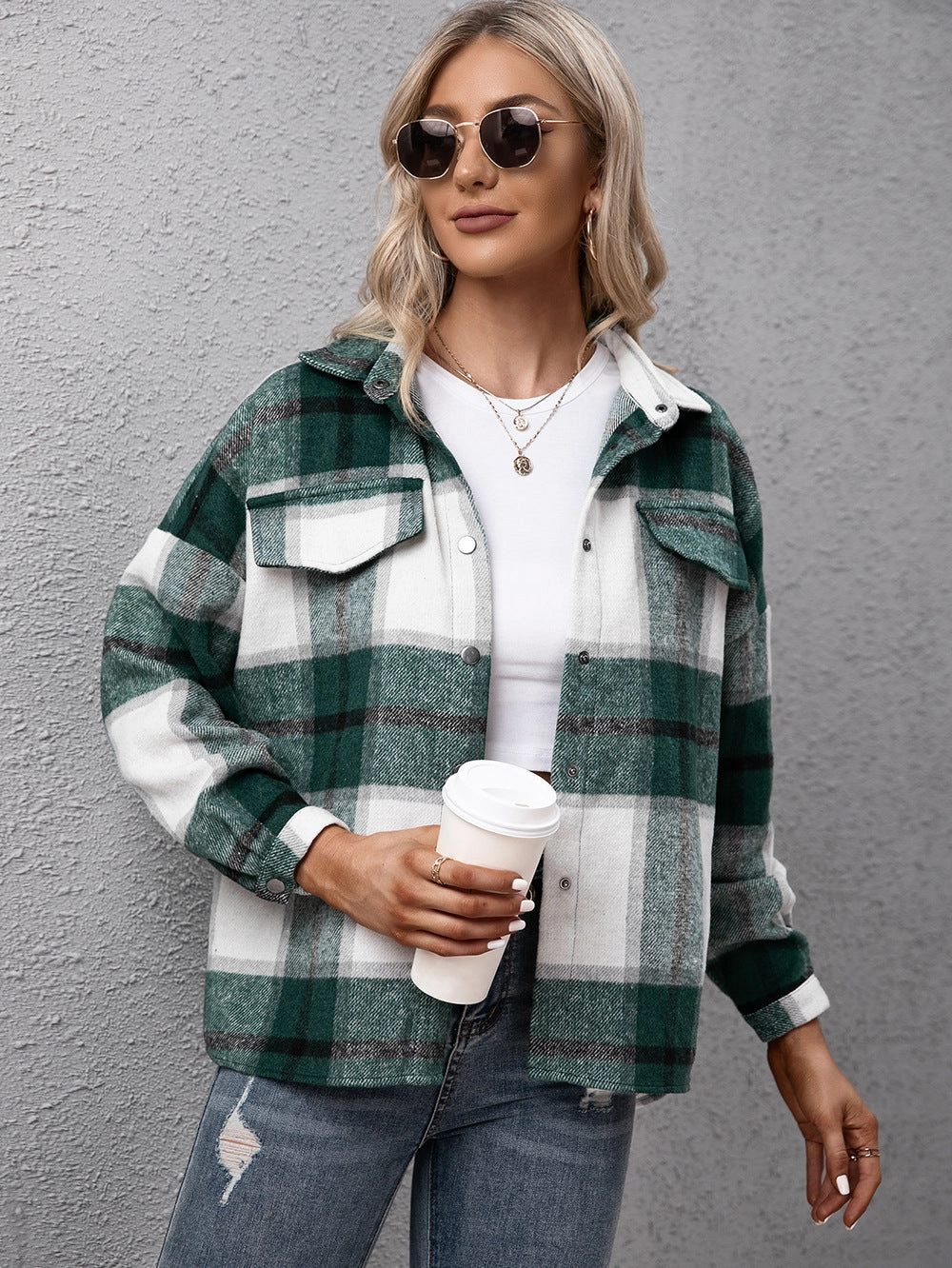 Ivy Lane Plaid Long Sleeve Shirt Jacket Special Deals Online