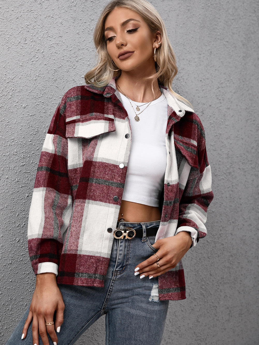 Limited Stock Alert Ivy Lane Plaid Long Sleeve Shirt Jacket