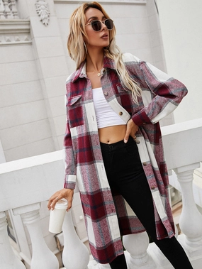 Flash Deal Today Ivy Lane Plaid Longline Shirt Jacket