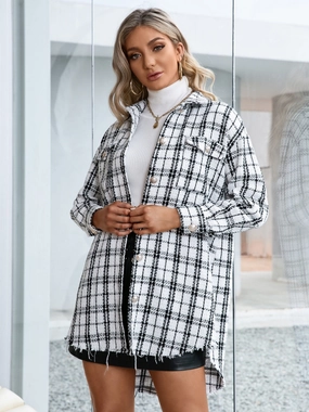 Big Clearance Event Ivy Lane Plaid Pocketed Button Up Dropped Shoulder Jacket