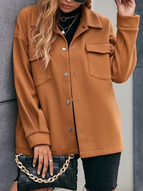 Ivy Lane Pocketed Snap Down Dropped Shoulder Jacket Daily Special Offer Special Price Today